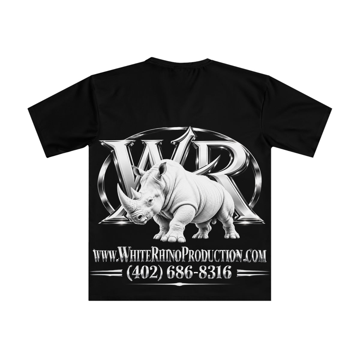 White Rhino Productions Logo T-Shirt — Bold Black Graphic Tee