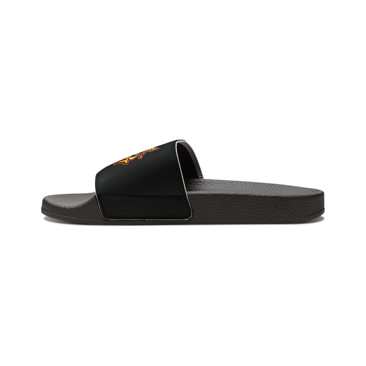 Men's Removable-Strap Sandals — Black Slide with Fiery Skull Graphic