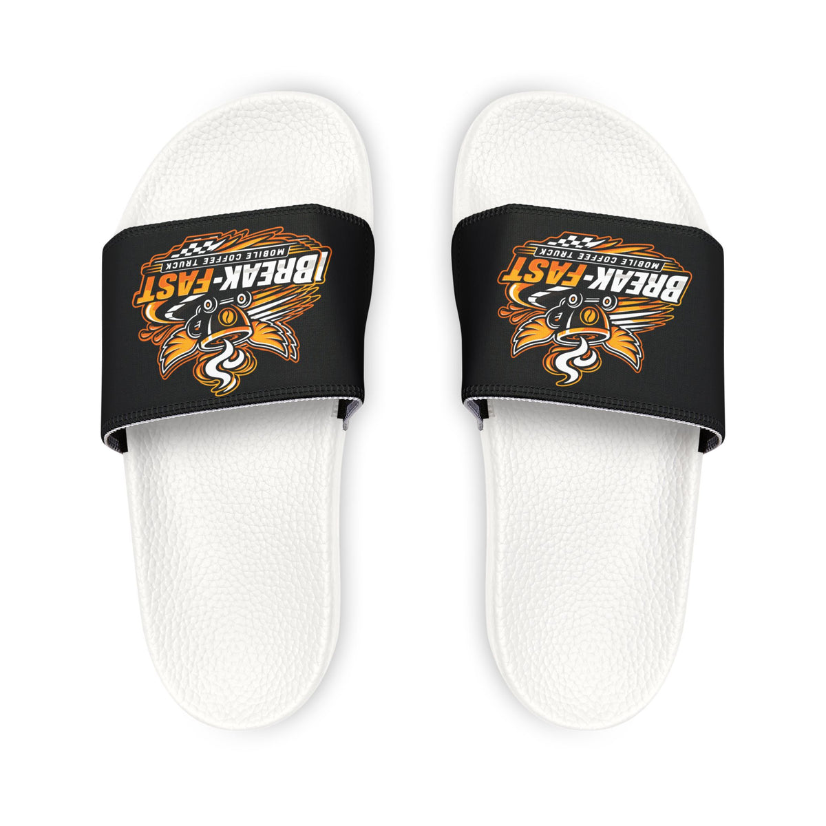Men's Removable-Strap Sandals — Black Slide with Fiery Skull Graphic